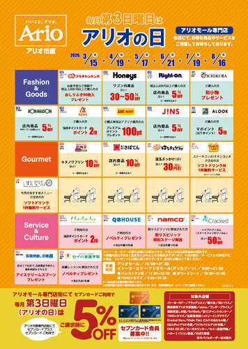 アリオ市原　アリオの日一覧