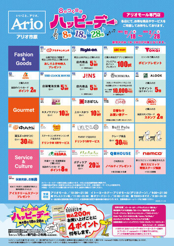 アリオ市原　ハッピーデー一覧