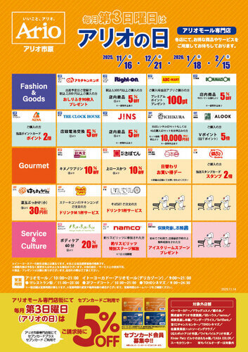 アリオ市原　アリオの日一覧