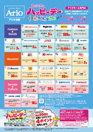 アリオ市原　ハッピーデー一覧