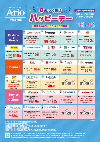 アリオ市原　ハッピーデー一覧
