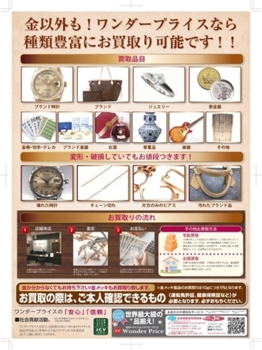 ワンダープライス　金高騰