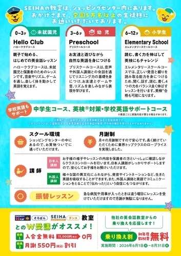 英会話サマースクールチラシ裏